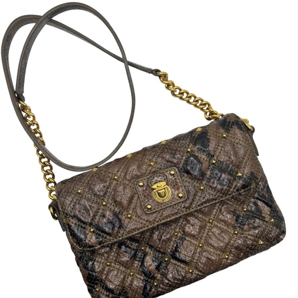 Marc Jacobs Brown and Gold Quilted Crossbody Bag - Picture 8 of 8